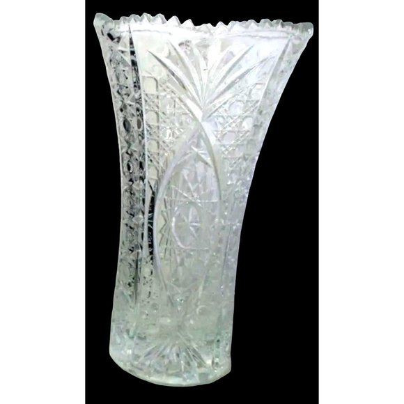 CRISTAL d'ARQUES France CHESNAY 10 3/4" Tall Lead Crystal Vase Blown Glass Disco - Picture 2 of 9